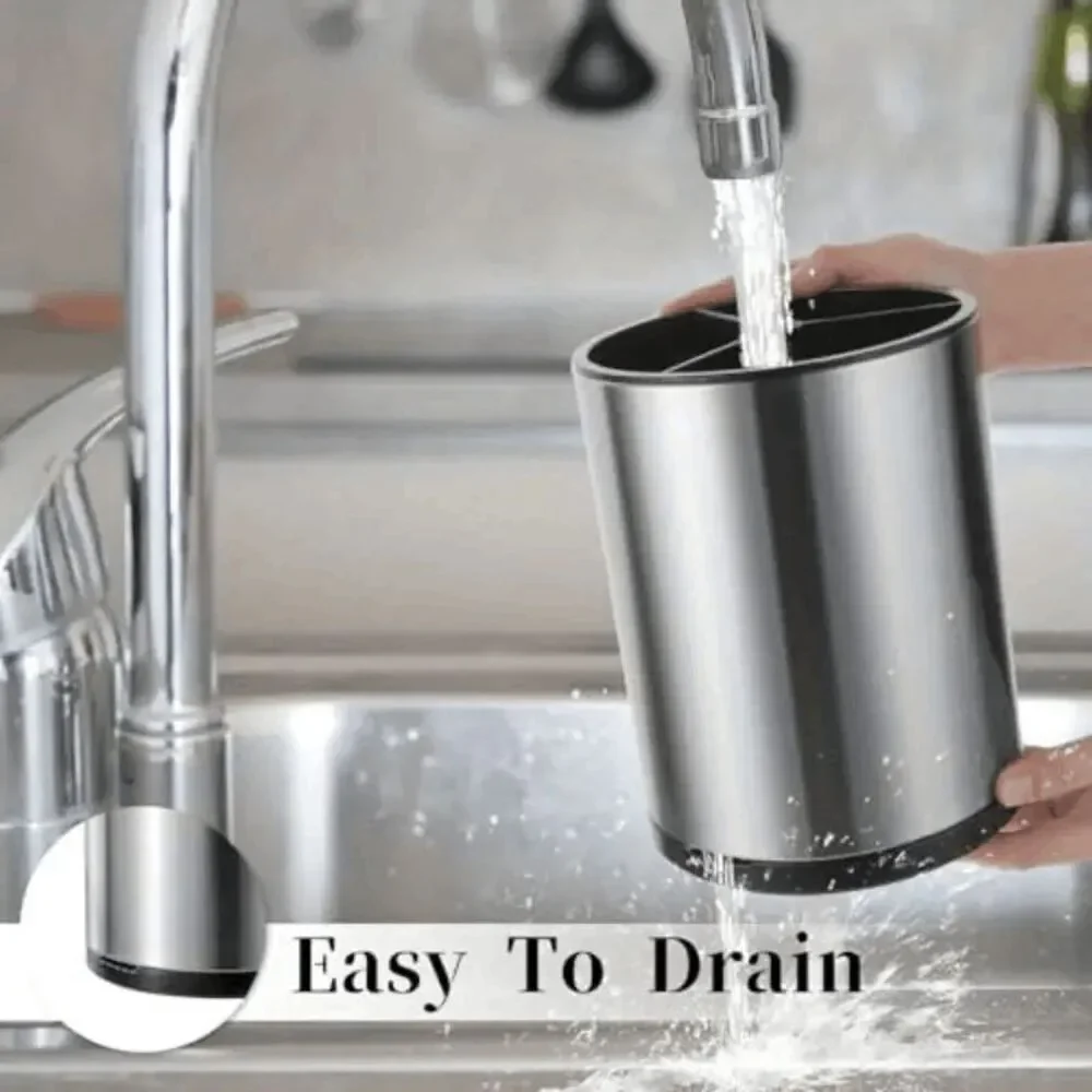 Stainless Steel Kitchen Utensil Holder 360 Rotating
